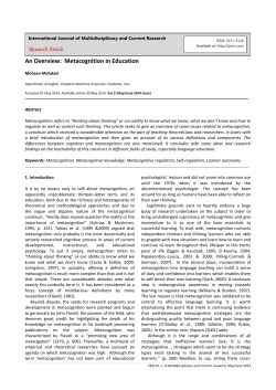 An Overview: Metacognition in Education