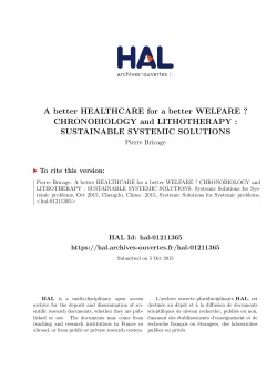 A better HEALTHCARE for a better WELFARE ? CHRONOBIOLOGY