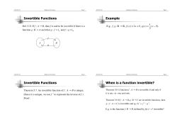 Invertible Functions Example Invertible Functions When is a function