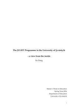 The JULIET Programme in the University of Jyv&auml;skyl&auml;