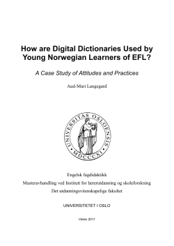 How are Digital Dictionaries Used by Young Norwegian - DUO