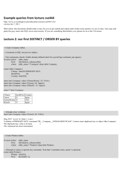 Example queries from lecture cse444 Lecture 2: our first DISTINCT