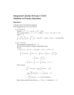 Integrated Calculus II Exam 2 3/24/3 Solutions to Practice Questions