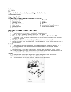Mr. Melton U.S. History C Unit 1 Chapter 21 – The Great Depression