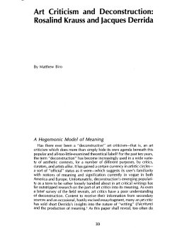 Art Criticism and Deconstruction: Rosalind Krauss and jacques