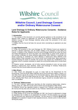 Wiltshire Council, Land Drainage Consent and/or Ordinary