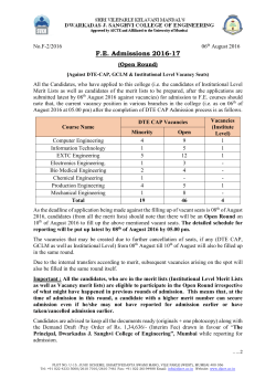 FE Admissions 2016-17 - Dwarkadas J. Sanghvi College of