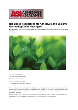 Bio-Based Feedstocks for Adhesives and Sealants