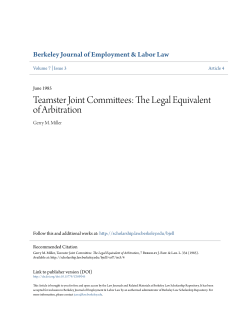 Teamster Joint Committees - Berkeley Law Scholarship Repository