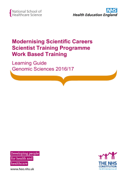 Modernising Scientific Careers Scientist Training Programme Work