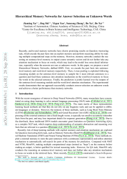Hierarchical Memory Networks for Answer Selection on Unknown