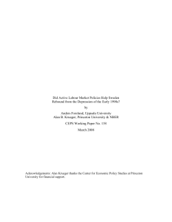 Did Active Labour Market Policies Help Sweden Rebound