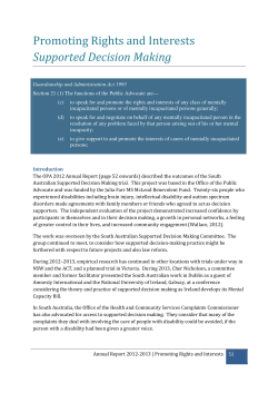 A population based model of delivering supported decision making