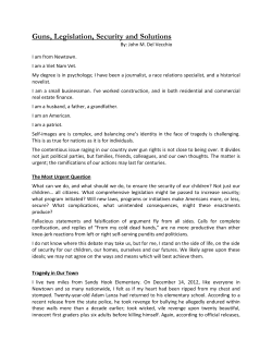 Guns, Legislation, Security and Solutions