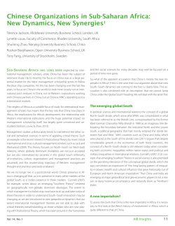 Chinese Organizations in Sub-Saharan Africa: New Dynamics, New