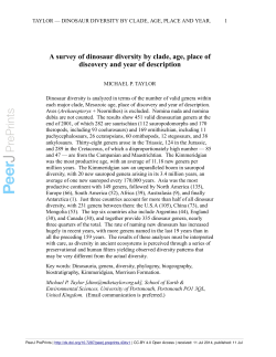 A survey of dinosaur diversity by clade, age, place of