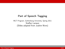 Part of Speech Tagging