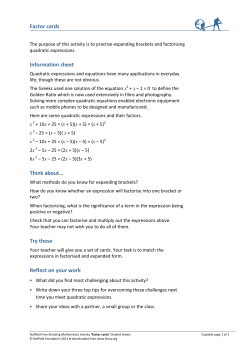Factor cards Information sheet Think about&hellip; Try these Reflect on