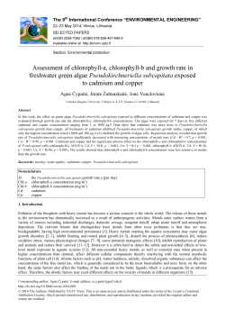 Assessment of chlorophyll-a, chlorophyll