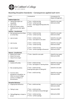 Boarding Discipline Standards – Consequences applied each term