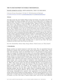 THE WATER FOOTPRINT OF ENERGY FROM BIOMASS WINNIE