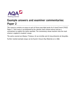 A-level French Paper 2 Example answers and commentaries