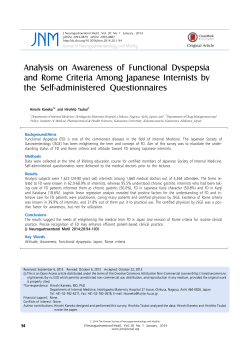 Analysis on Awareness of Functional Dyspepsia and Rome Criteria