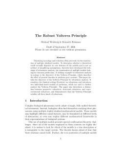 The Robust Volterra Principle - University of Pennsylvania Philosophy