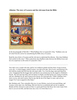 Allusion: The story of Lazarus and the rich man from