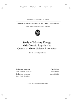 Study of Missing Energy with Cosmic Rays in the Compact Muon