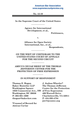 Brief for the Thomas Jefferson Center For The Protection of Free