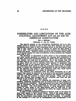 Possibilities and Limitations of the Agricultural Adjustment Act as an