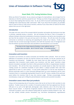 Lines of Innovation in Software Testing