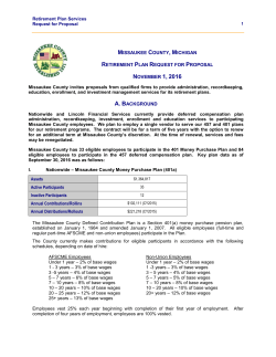 MISSAUKEE COUNTY, MICHIGAN RETIREMENT PLAN REQUEST