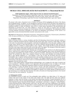 SICKLE CELL DISEASE (SCD) MANAGEMENT
