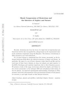 Shock Compression of Deuterium and the Interiors of Jupiter and