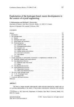 Exploitation of the hydrogen bond: recent
