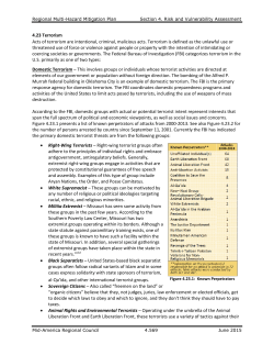 4.23 Terrorism Acts of terrorism are intentional, criminal, malicious