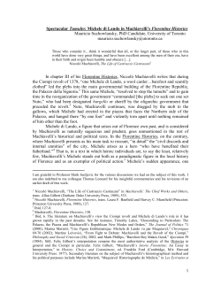 Michele di Lando in Machiavelli`s Florentine Histories