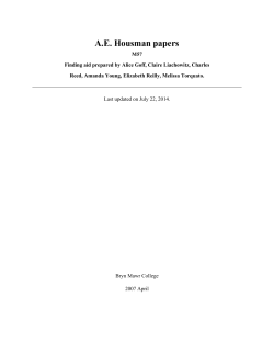 AE Housman papers - University of Pennsylvania