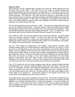 History in Brief - City of Winter Springs