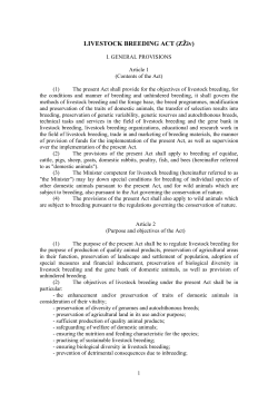 LIVESTOCK BREEDING ACT (ZŽiv)