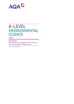 A-level Environmental Science Specification Specification for