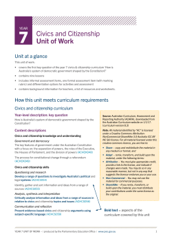Unit of Work Year 7 - Parliamentary Education Office