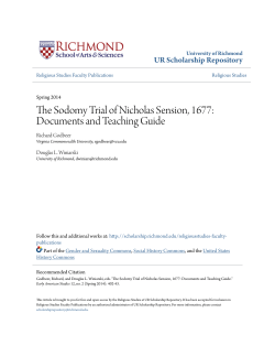 The Sodomy Trial of Nicholas Sension, 1677