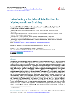 Introducing a Rapid and Safe Method for Myeloperoxidase Staining