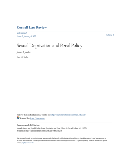 Sexual Deprivation and Penal Policy