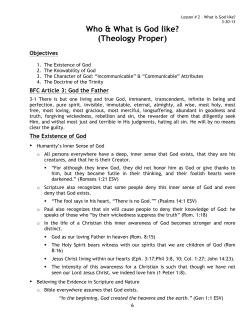 Lesson # 2 - What Is God Like