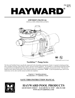 Hayward NorthStar&trade; - Owner`s Manual
