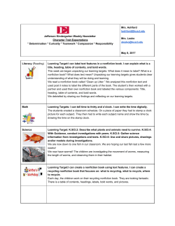 Jefferson Kindergarten Weekly Newsletter ​Character Trait